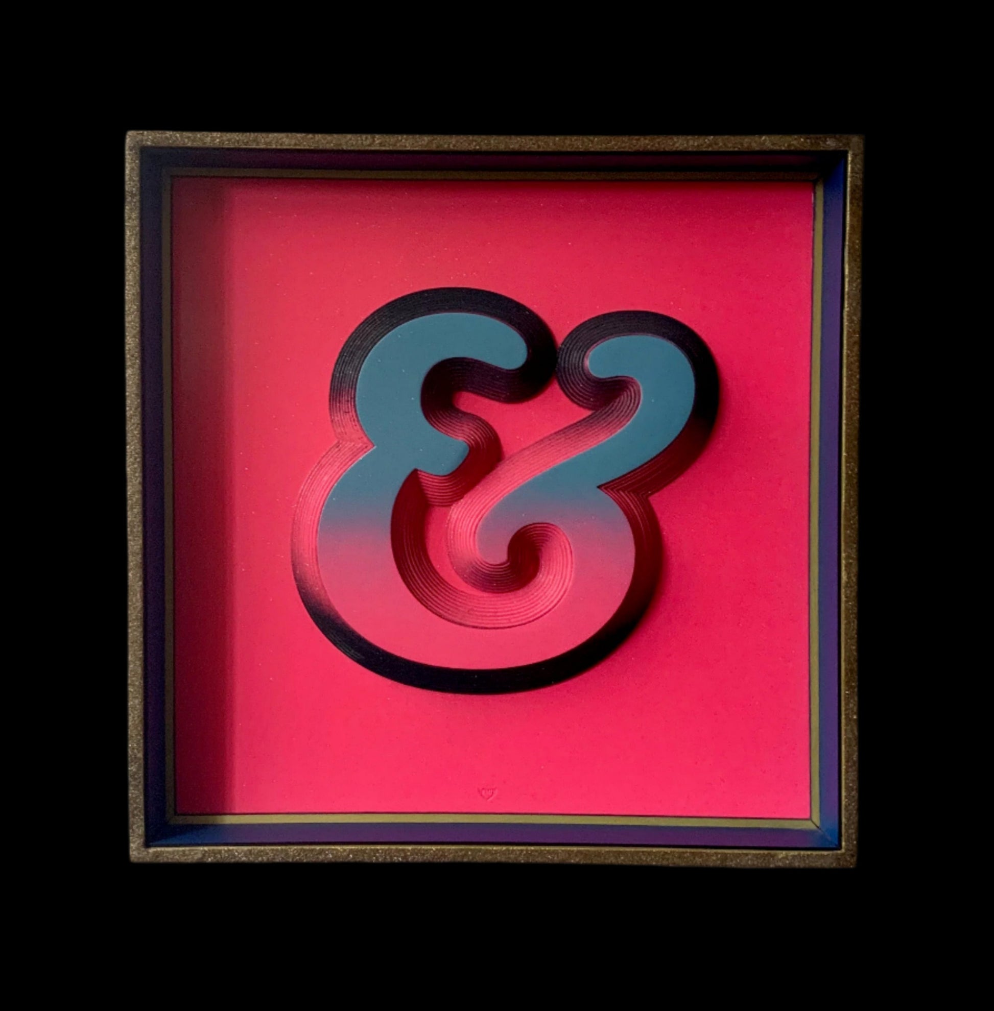 Hot Pink Ampersand cooper font on Black glitter handmade frame multilayered laser cut artwork pop art 