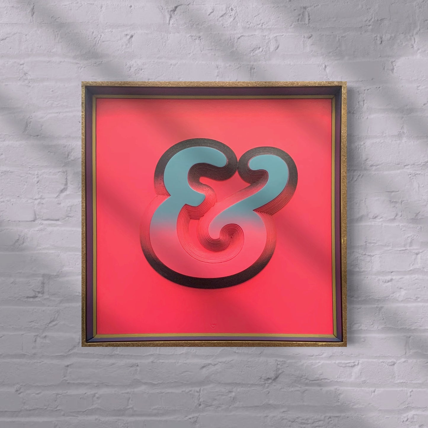 Hot Pink Ampersand cooper font on Black glitter handmade frame multilayered laser cut artwork pop art 