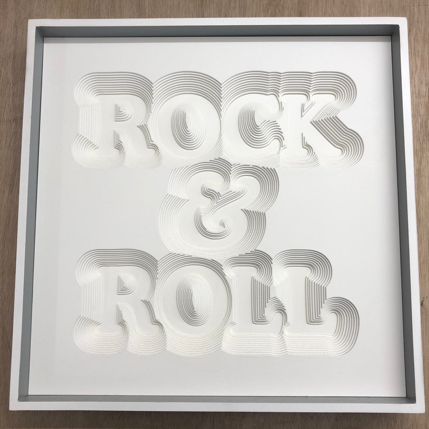 Rock_and_Roll_with_black_background wall art layers bone white poop art ampersand and cooper font artwork minimalist monotone abstract