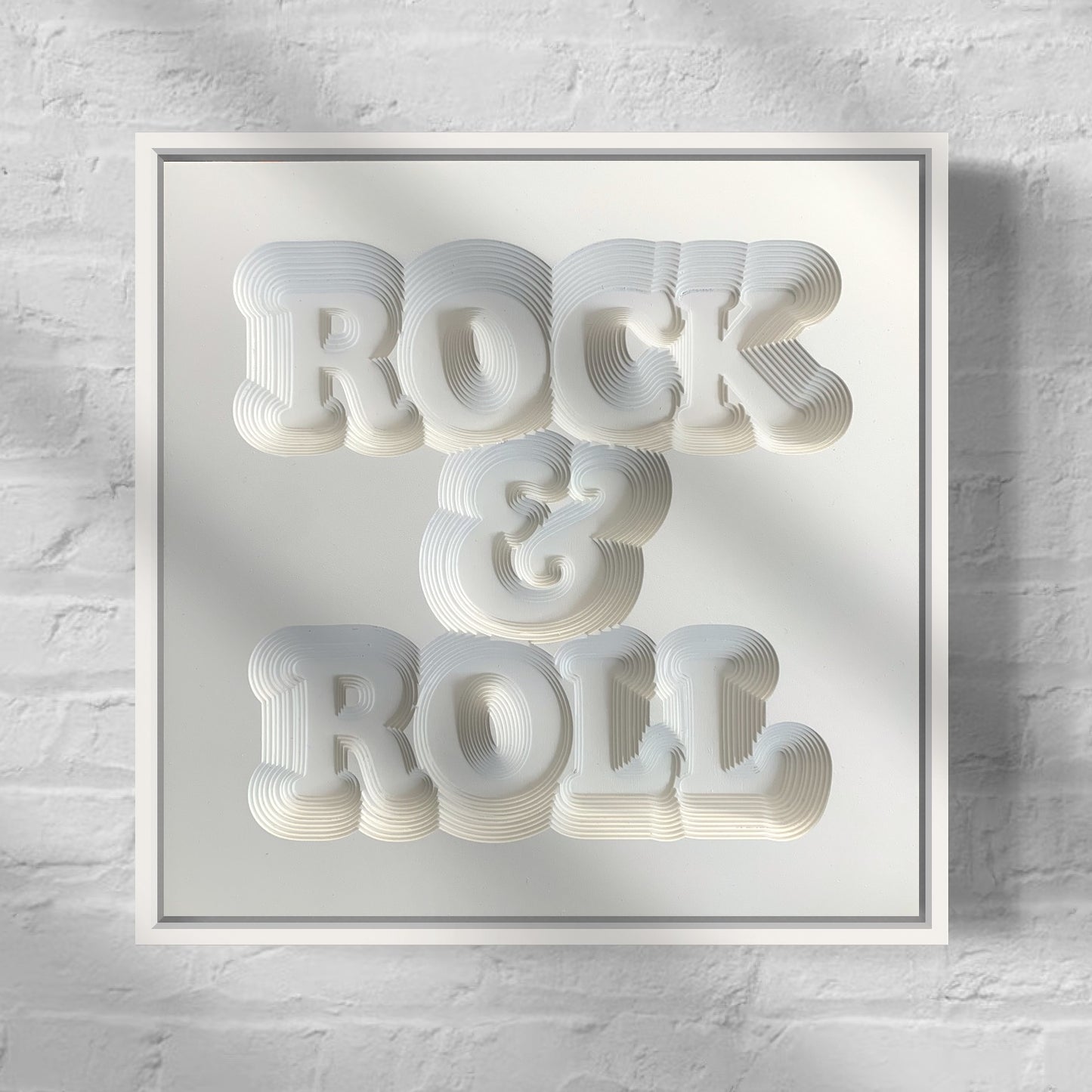 Rock_and_Roll_with_black_background wall art layers bone white poop art ampersand and cooper font artwork minimalist monotone abstract